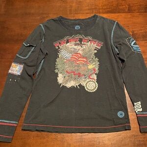 Double D Ranch Charcoal Graphic Long Sleeve Tee